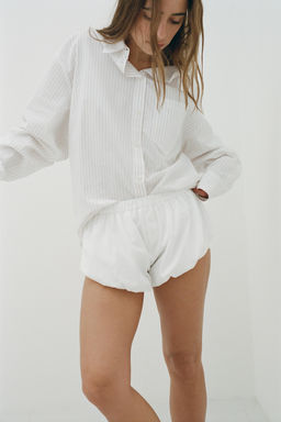 GATHERED POPLIN SHORTS
