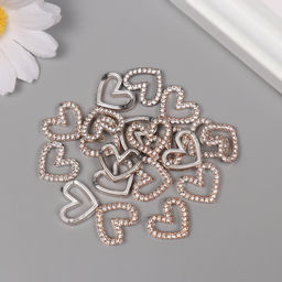 Декор для творчества пластик «Сердце со стразами», золото, набор 20 шт., 1.5×1.5×0.4 см