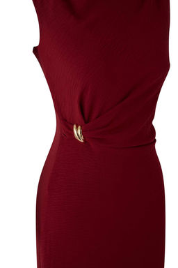 Koyu Visne Aksesuar Detayl? Midi Dokuma Elbise TWOSS25EL00862 - Trendyolmilla фото 10