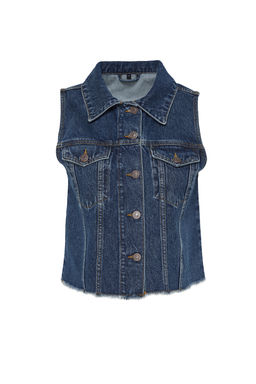 TRENDYOLMILLA Koyu Mavi More Sustainable Crop Denim Yelek TWOSS24YE00029  фото 7