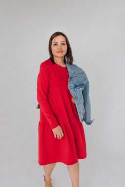 Платье ФУТЕР 2х нитка ПЕНЬЕ Карина цвет БЕЖЕВЫЙ - Knitka wear фото 3