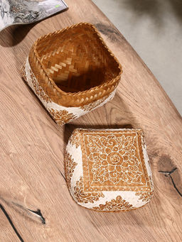 Корзинка плетёная «Манадо», 16×16×12 см, бамбук, светлая