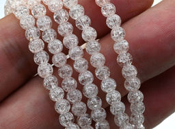 Браслет из сахарного кварца шарик 4мм цв.розовый нежный, 17см