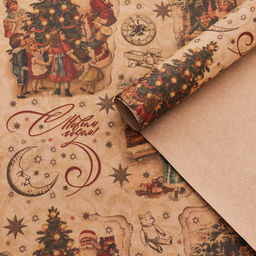 Цена за 10 шт. Бумага упаковочная крафт бурый Ретро, 50 х 70 см