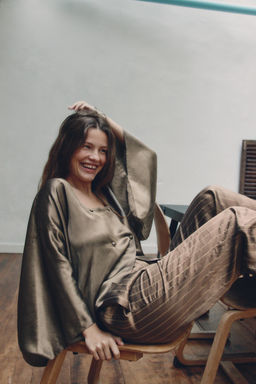 WRAPOVER LINEN BLEND SHIRT - Zara фото 4