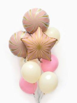 Воздушные шары "Розовые грани" фольга, латекс, набор 12 штук