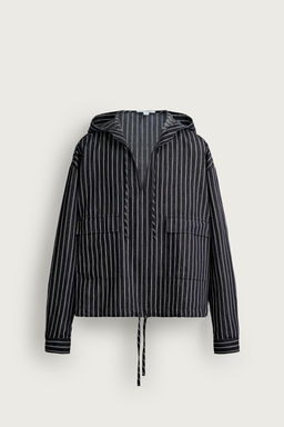 SOBRECAMISA RAYAS CAPUCHA  ALGOD?N - LINO / Azul - Zara фото 6