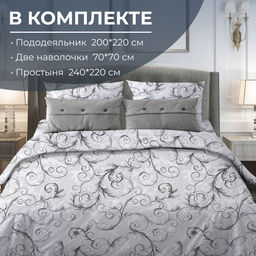 Комплект постельного белья Евростандарт, поплин (Валенсия, белый) - Ивановотекстиль фото 2