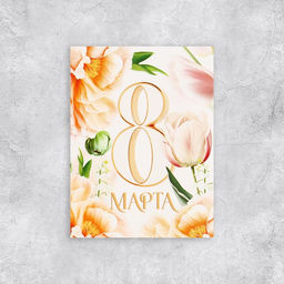 Цена за 20 шт. Открытка поздравительная «Белые тюльпаны», 8 марта, 8 х 6 см