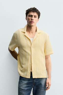 CAMISA REGULAR FIT JACQUARD RAYAS / Amarillo - Zara фото 2
