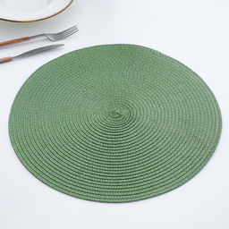 Цена за 12 шт. Салфетка сервировочная на стол Доляна Лофт, d=38 см, цвет зелёный  фото 12