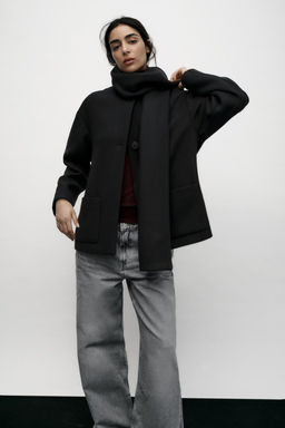WOOL COAT WITH SCARF - Zara фото 2