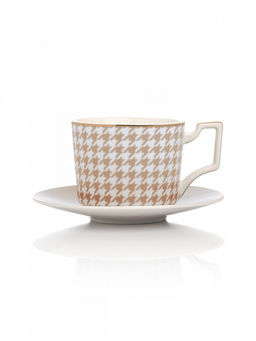 Чайная пара 220 мл бежевый фарфор - Denastia фото 2