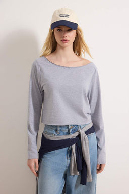 Teen Siyah-Beyaz %100 Pamuk Asimetrik Kay?k Yaka Relaxed/Rahat Kesim Orme T-Shirt TWOAW26TS00016 - Trendyolmilla фото 26