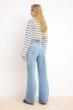 Gri Yuksek Bel Genis Paca Wide Leg Palazzo Jeans TWOAW26JE00066 - Trendyolmilla фото 12