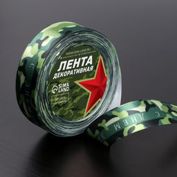 Лента атласная «С Днём защитника Отечества», 25 мм, 23±1 м, зелёная