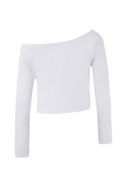 Teen Siyah-Beyaz %100 Pamuk Asimetrik Kay?k Yaka Relaxed/Rahat Kesim Orme T-Shirt TWOAW26TS00016