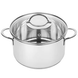 Кастрюля из нержавеющей стали "Pretty" 5,5л, д22,3см, h13см, стеклянная крышка, двойное капсулированное дно, подарочная коробка, Appetite (Китай) Подходит для всех видов плит, включая индукционную.