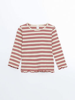 Bisiklet Yaka ?izgili K?z ?ocuk Ti??rt