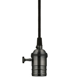 DLC-V-S24K/E27 TS/1M/BL PEARL BLACK Патрон декоративный, серия Vintage, с проводом (1м) и креплением. Выключатель поворотный. Материал алюминий. Цвет черный жемчуг. ТМ Uniel.