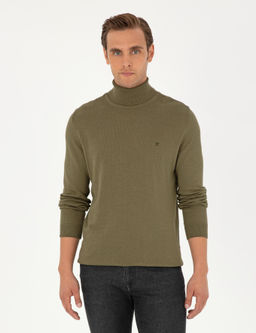 Koyu Haki Slim Fit Bal_k__ Yaka Basic Triko Kazak - Pierre cardin фото 3