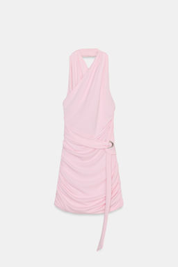 VESTIDO MINI HALTER DRAPEADO / Rosa medio - Zara фото 4