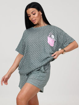 309 ДОМАШНИЙ КОСТЮМ шорты (Ментол горох) - А-дина фото 4