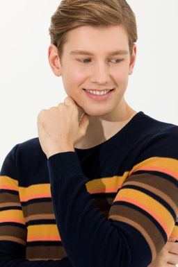 U. S. Polo Assn Мужской темно-синий трикотажный свитер с круглым вырезом