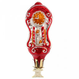 Елочная игрушка фигурка стеклянная Часы, на прищепке, красный, ручная художественная роспись, подарочная упаковка (Россия) - Домашняя мода фото 2