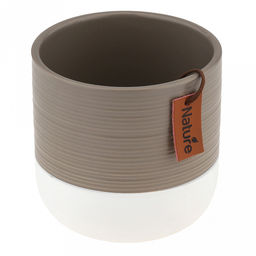 Кашпо для цветов керамическое "Баланс" 0,56л, д10,3см, h10см, внутренний д9,5см, фактурный глянец, белый/серый, с биркой, в коробке (Китай)