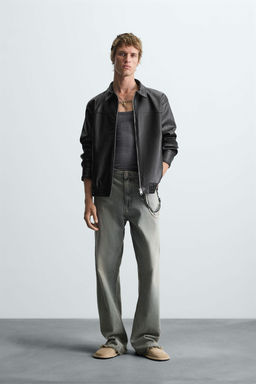 LEATHER EFFECT BOMBER JACKET