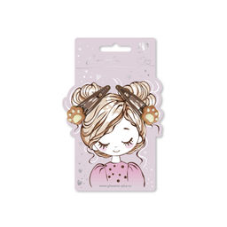 Набор заколок для волос клик-клак, глянцевые, арт. 71742 / 10 ЛАПКИ (в наборе: 2шт., 5,4 см, черны