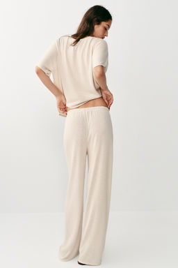 PANTAL?N R?STICO WIDE LEG / Beige claro