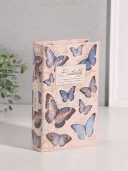 Шкатулка книга - сейф «Синие бабочки» дерево, искусственная кожа, 21×13×5 см