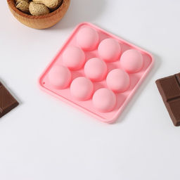 Цена за 2 шт. Форма для льда Доляна «Шары», 10.5×10.5×2 см, 9 ячеек (d=1.9 см), розовая