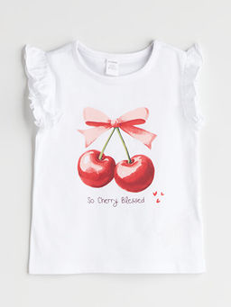 Bisiklet Yaka Bask?l? K?z ?ocuk Ti??rt 2li