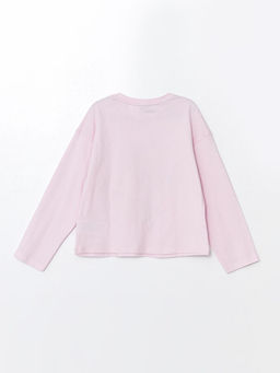 Bisiklet Yaka Lilo ve Stitch Bask?l? Uzun Kollu K?z ?ocuk Ti??rt