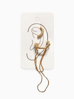 Серьги каффы Водопад набор 2 шт. стразы, цвет золото