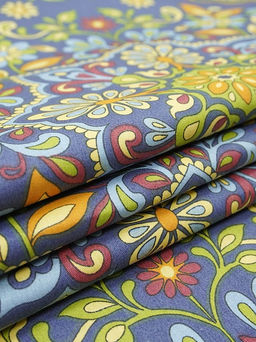 Сатин Мандала цветов цв.джинсово-фиолетовый, ш.2.5м, хлопок-100%, 115гр/м.кв - Купава фото 2