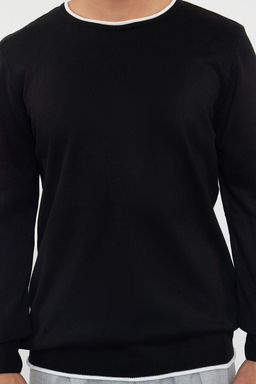 Trendyolmilla Man Lacivert Erkek Slim Fit Dar Kesim Kontrast Yaka Biyeli Kazak TMNAW21KZ2499  фото 3