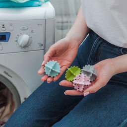 Цена за 3 шт. Шарики для стирки пуховиков и одеял Доляна, 4 шт, d=5 см, цвет розовый  фото 10