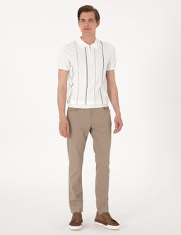 Ekru Slim Fit Polo Yaka Fermuarl_ Triko Ti__rt - Pierre cardin фото 4