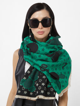 в составе ШЕРСТЬ и КАШЕМИР  Большой, мягкий, теплый двусторонний палантин с принтом. - Tantino фото 5