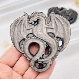 Фигурка "Дракон" из серебристого Обсидиана