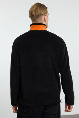 Siyah Oversize/Genis Kesim Dik Yaka Anti-Pilling S?cak Tutan/Polar Sweatshirt TMNAW25SW00098 - Trendyolmilla фото 5