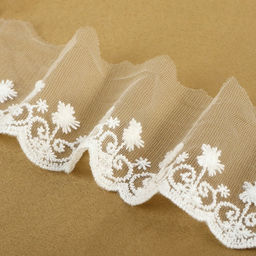 Кружево на сетке, 70 мм × 9±0.5 м, белое