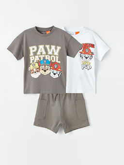 Bisiklet Yaka Paw Patrol Bask?l? Erkek Bebek 3l? Tak?m