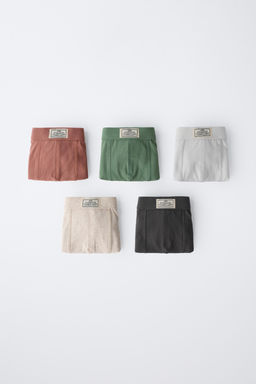 6-14 YEARS/ FIVE-PACK OF LABEL BOXERS