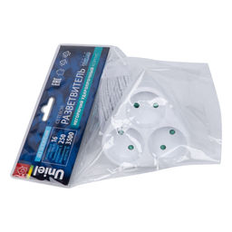 S-ES3-16F WHITE Разветвитель сетевой, б/з. 3 гнезда. 16А, 3500Вт. Белый. ТМ Uniel