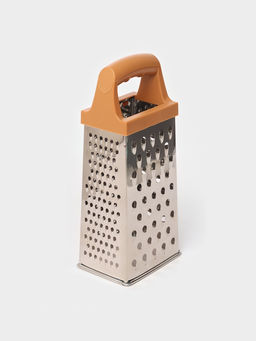 Тёрка четырёхгранная Доляна «Деревушка», 24.5×10.5 см, нержавеющая сталь, коричневая